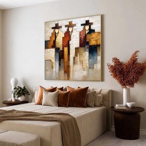FRONTIER ECHOES: Large Textured Abstract Figurative Palette Knife Painting