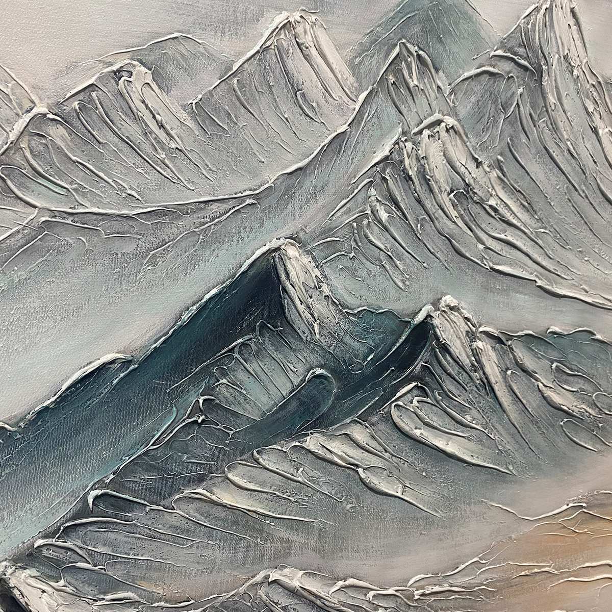 Ready to Ship |FROZEN PEAKS: Textured Minimalist Mountain Landscape