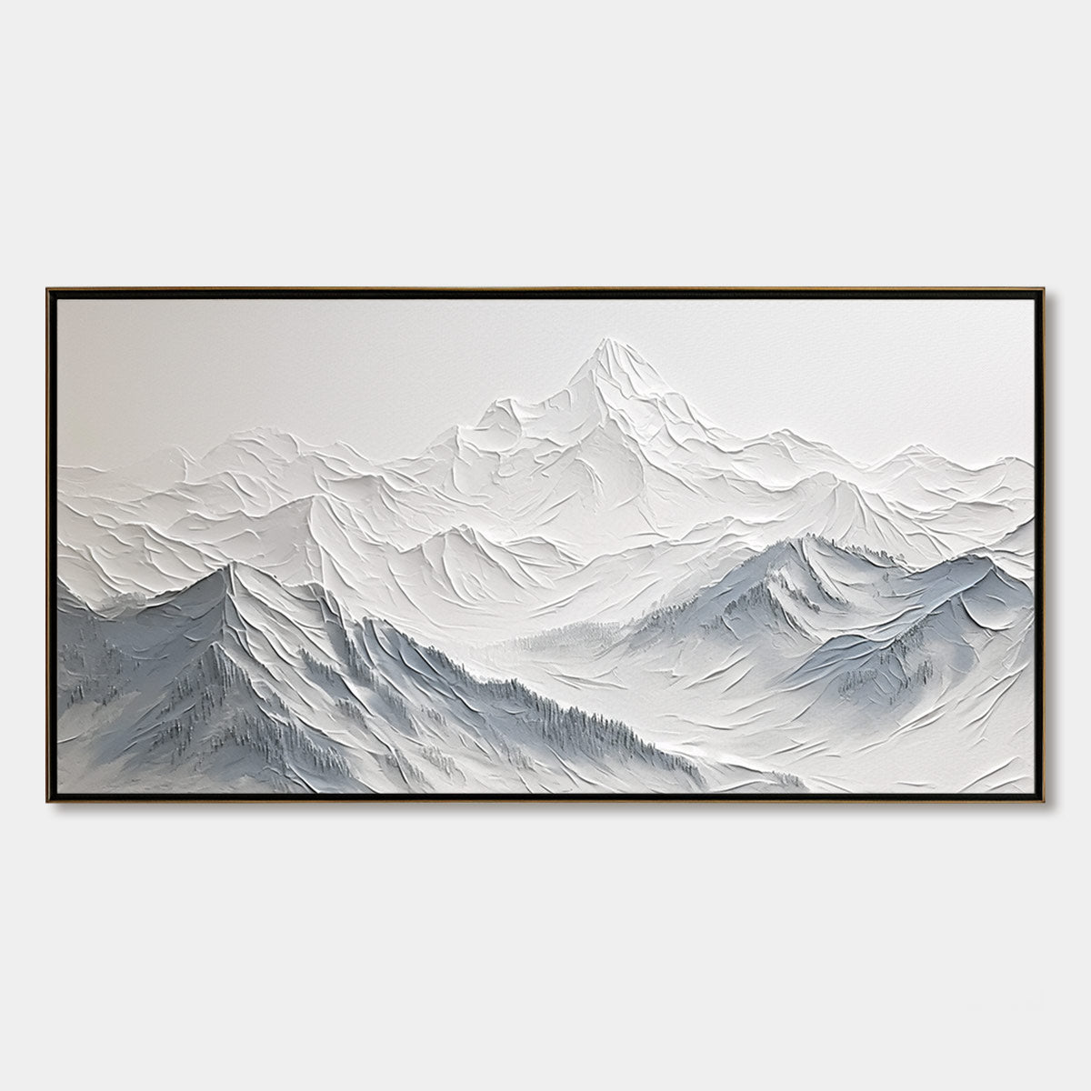 Frozen Peaks minimalist mountain landscape textured oil painting