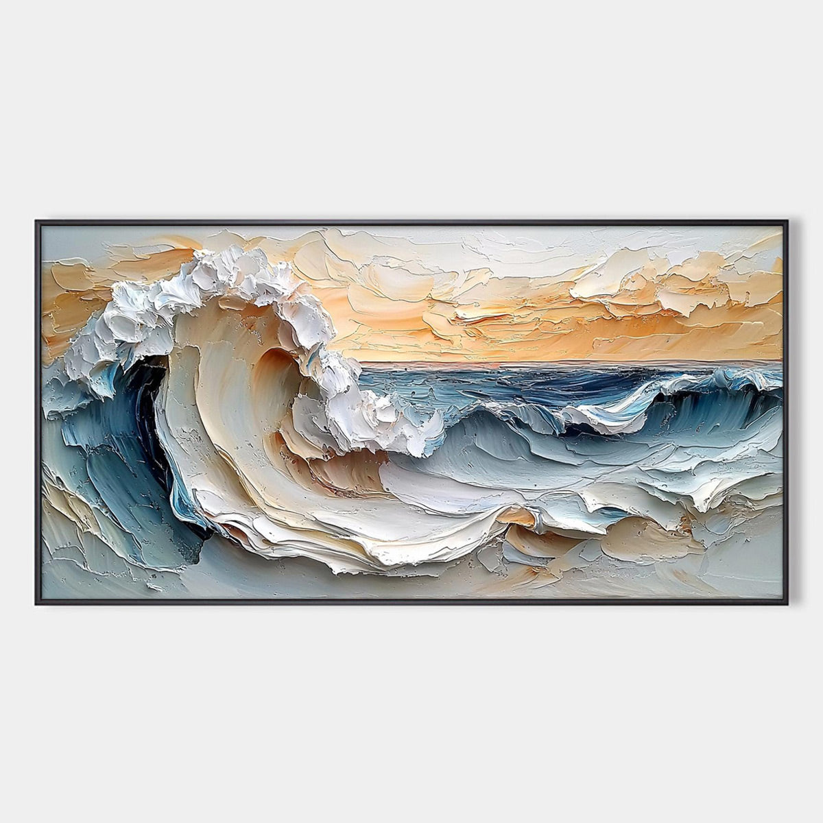 Frozen Tide: Original Abstract Blue and White Oil Painting - Textured Wall Art Decor