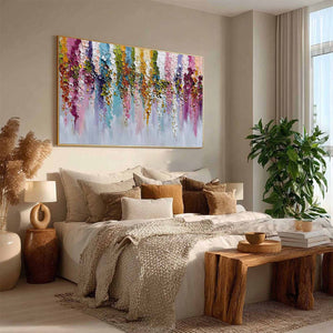 Floral Cascade Heavy Texture Abstract Floral Oil Painting Wall Art