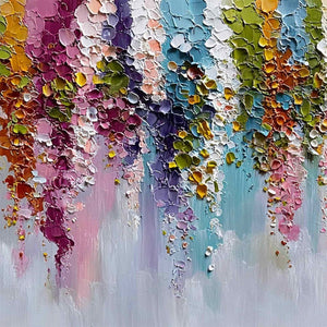 Floral Cascade Heavy Texture Abstract Floral Oil Painting Wall Art