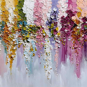 Floral Cascade Heavy Texture Abstract Floral Oil Painting Wall Art