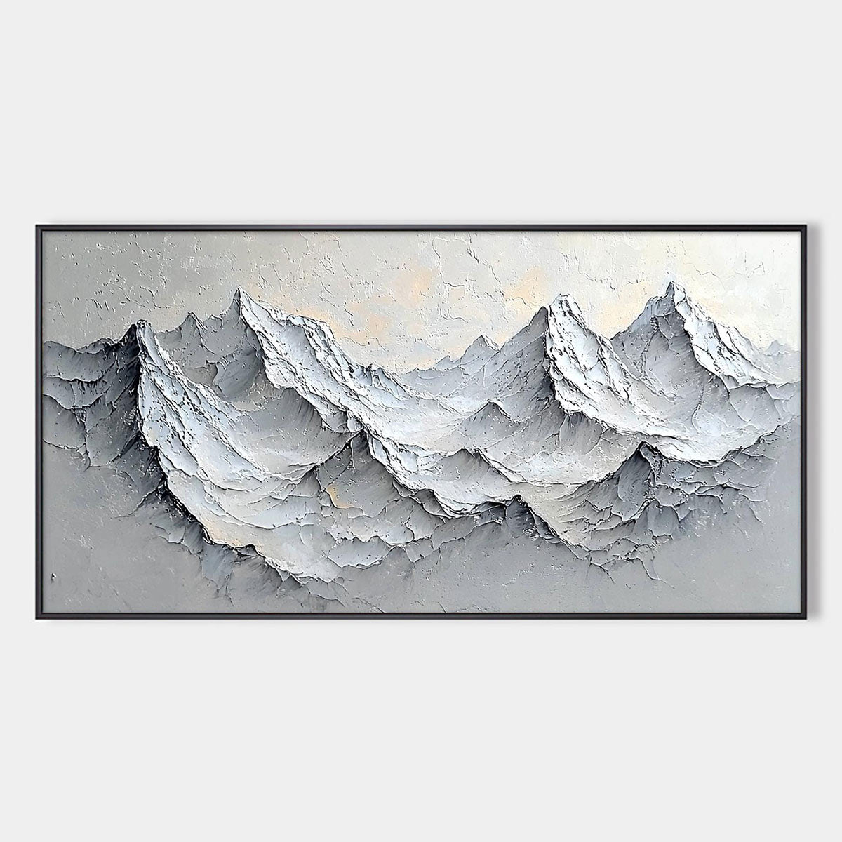 Frozen Peaks: Original Impasto Mountain Landscape Oil Painting - Textured Wall Art Decor