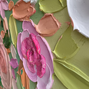 Ready to Ship |GARDEN RHAPSODY: Textured Floral Oil Painting