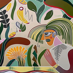 GARDEN WHISPERS: Colorful Abstract Figurative Boho Wall Art