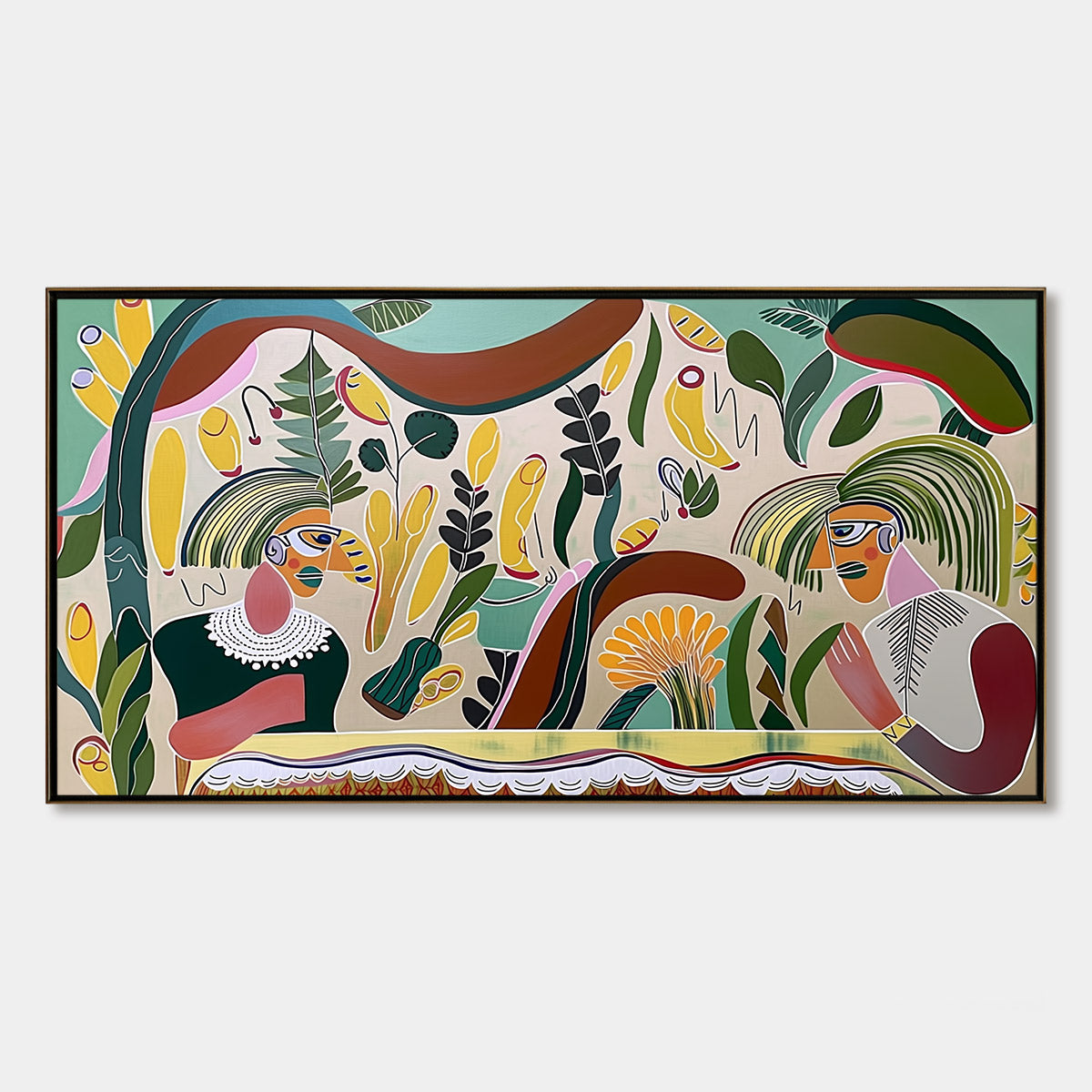 GARDEN WHISPERS: Colorful Abstract Figurative Boho Wall Art