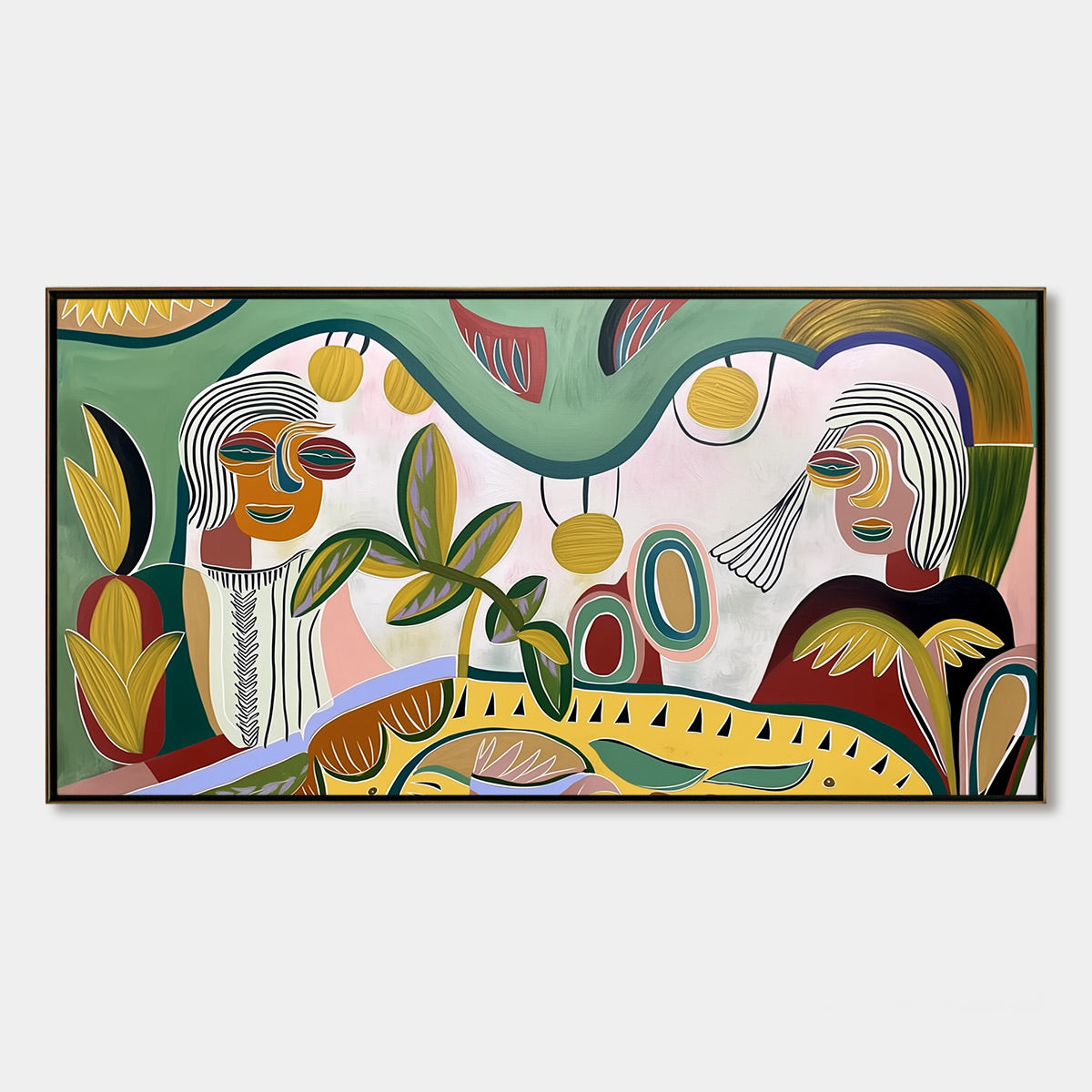 GARDEN WHISPERS: Colorful Abstract Figurative Painting for Modern Spaces