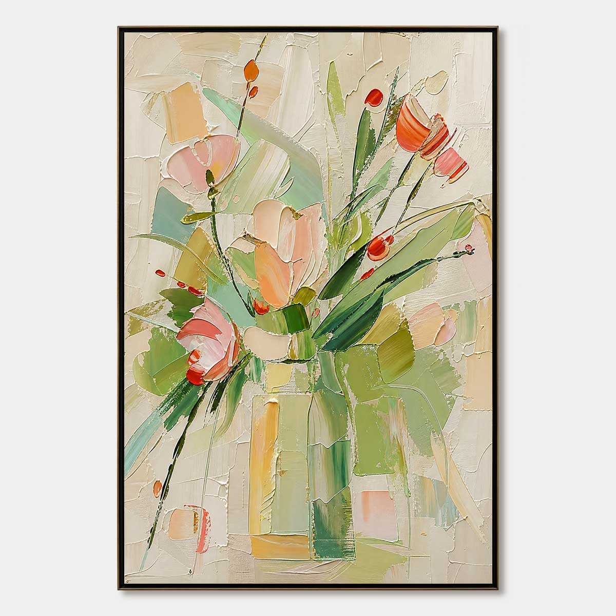 GARDEN'S BREATH: Textured Impasto Floral Still Life Oil Painting