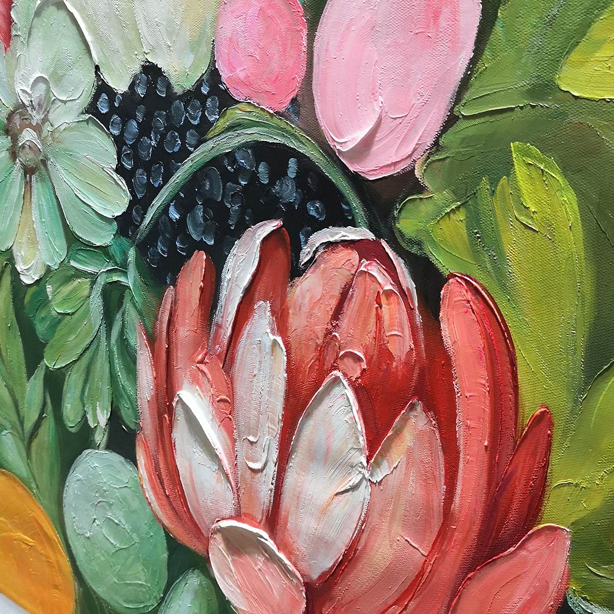 GARDEN'S GRACE: Textured Floral Still Life Oil Painting