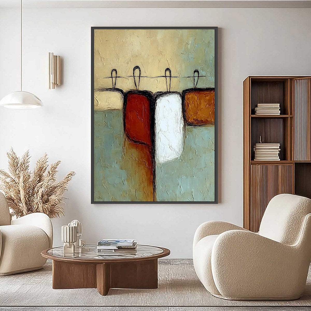 GATHERING: Textured Wabi Sabi Abstract Figurative Painting