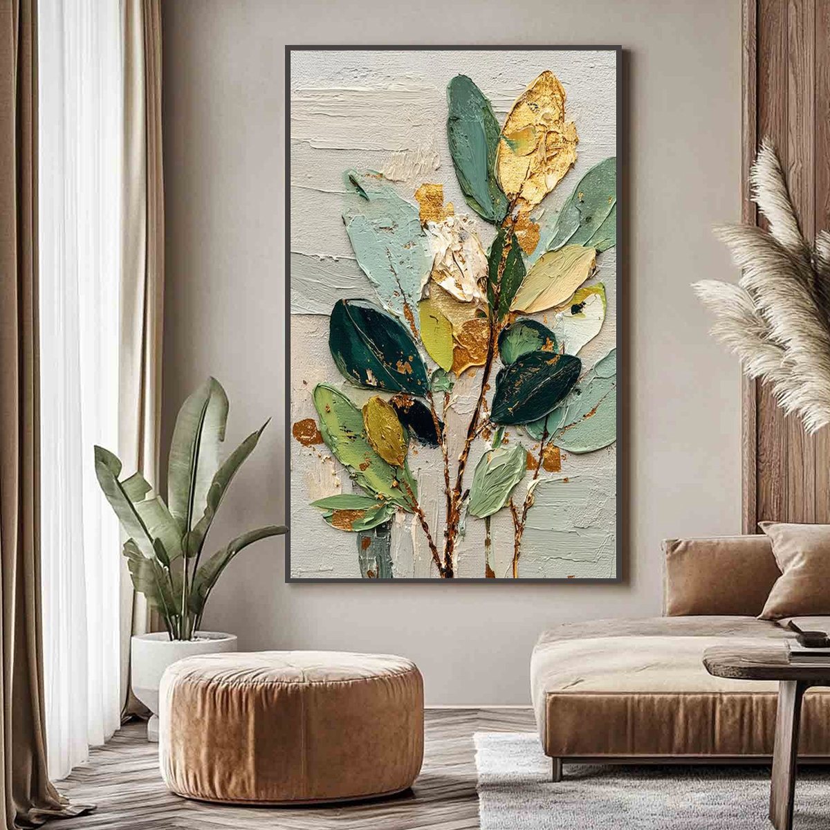 GILDED BOTANICA: Textured Palette Knife Floral Oil Painting