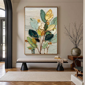 GILDED BOTANICA: Textured Palette Knife Floral Oil Painting