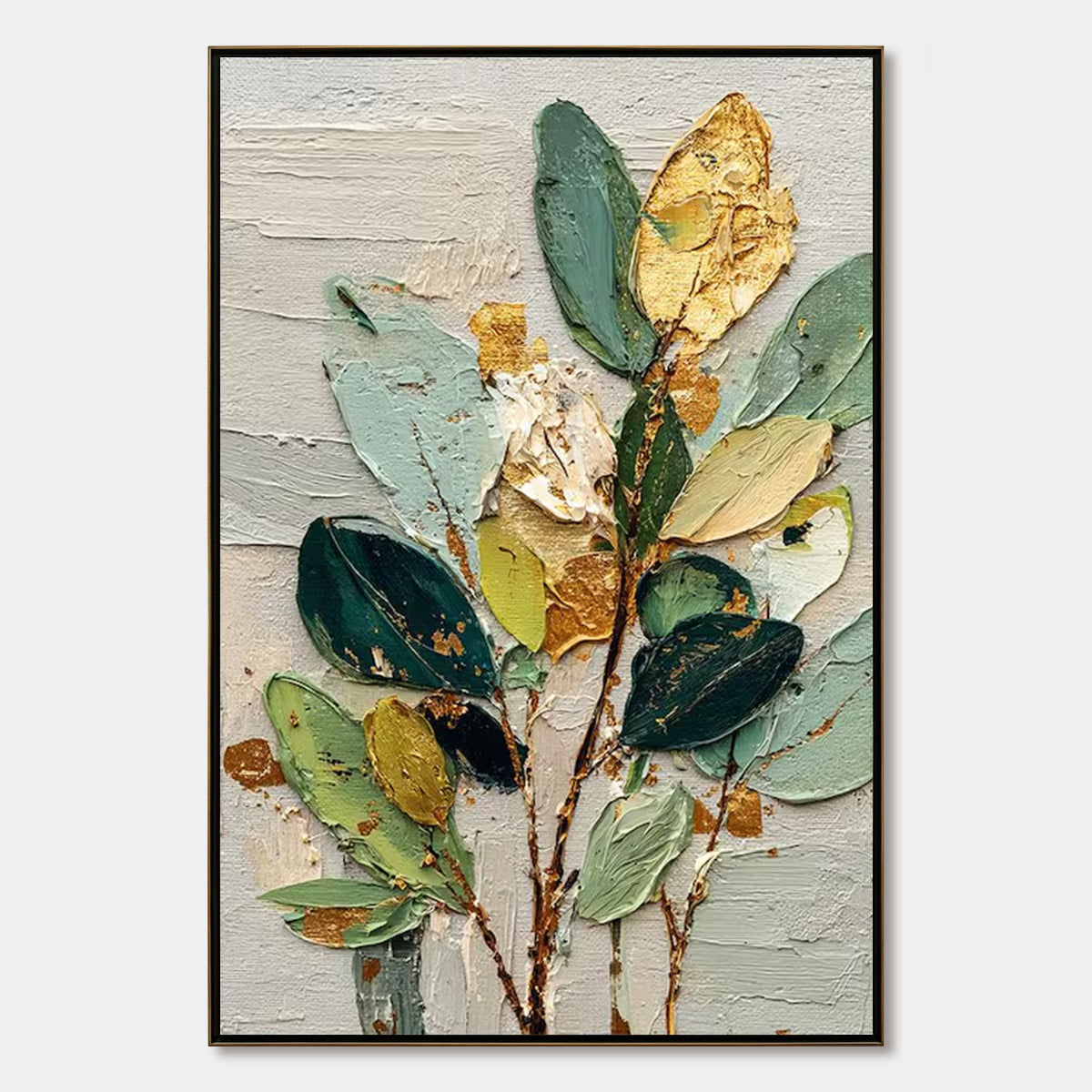 GILDED BOTANICA: Textured Palette Knife Floral Oil Painting
