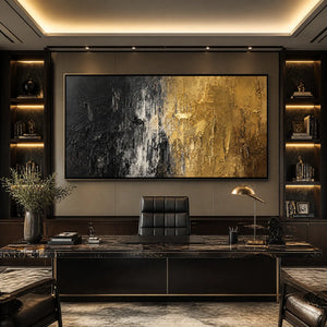 GILDED NIGHT: Black Gold Texture Abstract