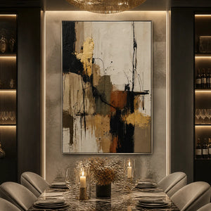 GOLD THREAD: Black Gold Linear Abstract