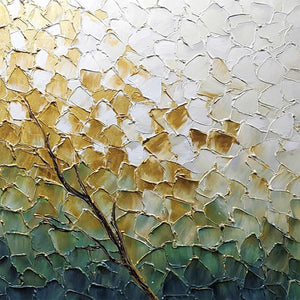 GOLDEN ASCENT: Heavily Textured Abstract Tree Landscape Painting