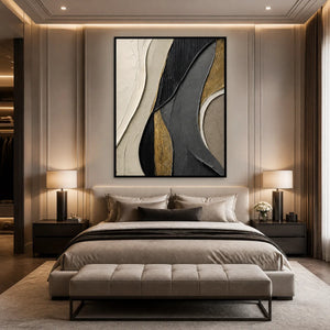 GOLDEN BALANCE: Black Gold Geometric Abstract