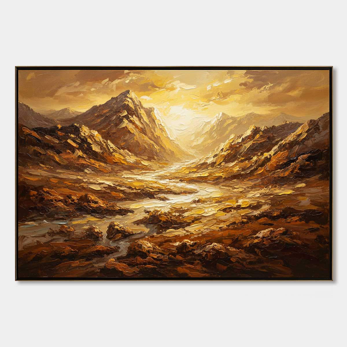 GOLDEN CANYON: Textured Impasto Mountain Valley Landscape Painting