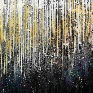 GOLDEN CASCADE: Large Textured Abstract Gold and Black Painting