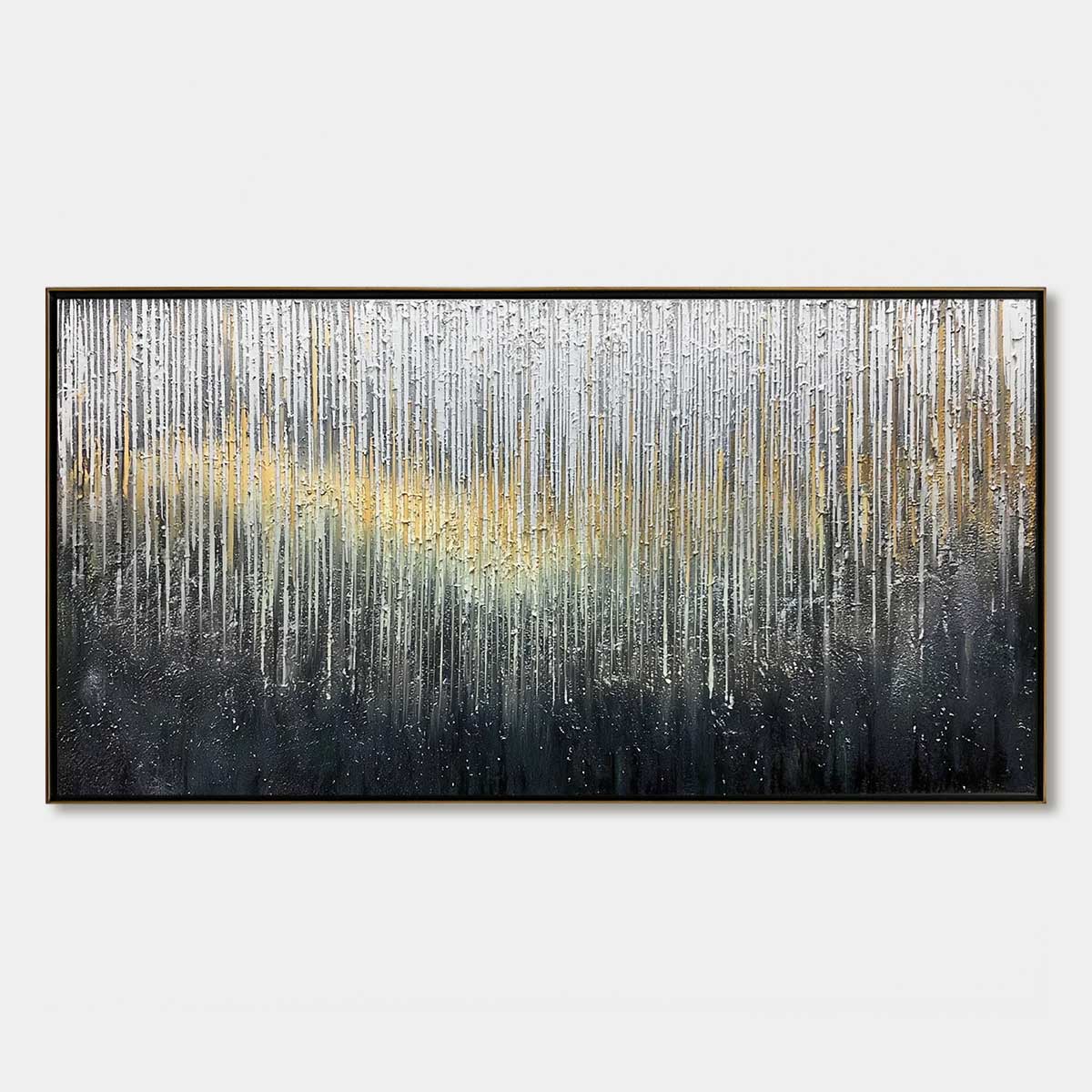 GOLDEN CASCADE: Large Textured Abstract Impasto Painting with Gold and Silver