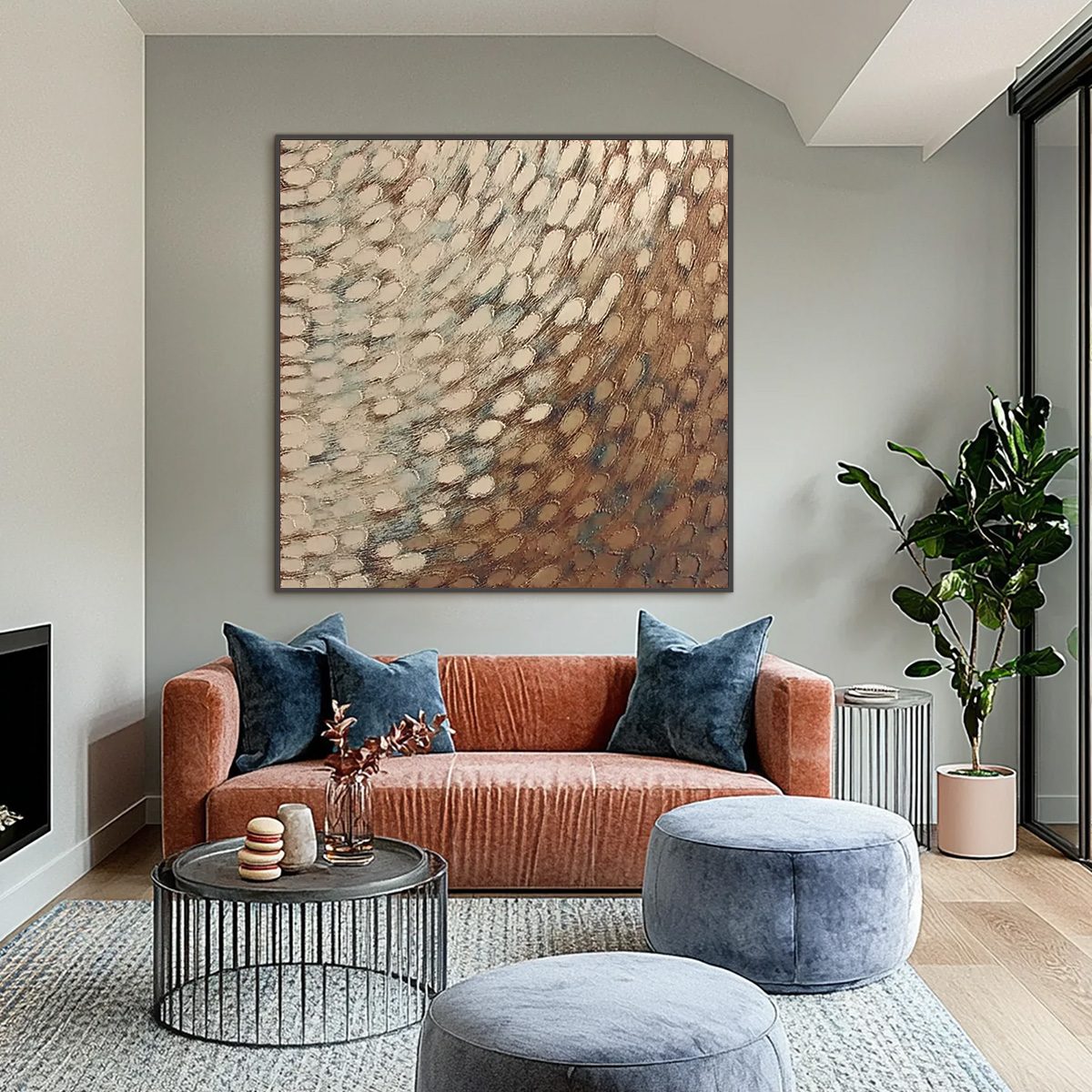 GOLDEN DRIFT: Textured Wabi Sabi Abstract Oil Painting