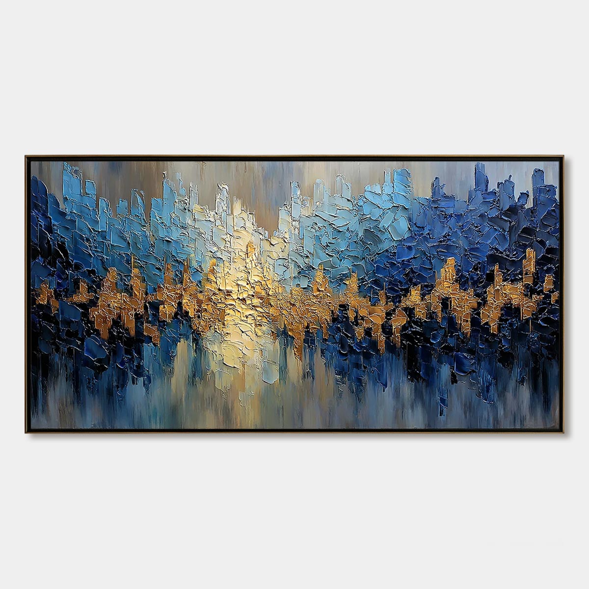 GOLDEN HORIZON: Textured Abstract Cityscape Palette Knife Art