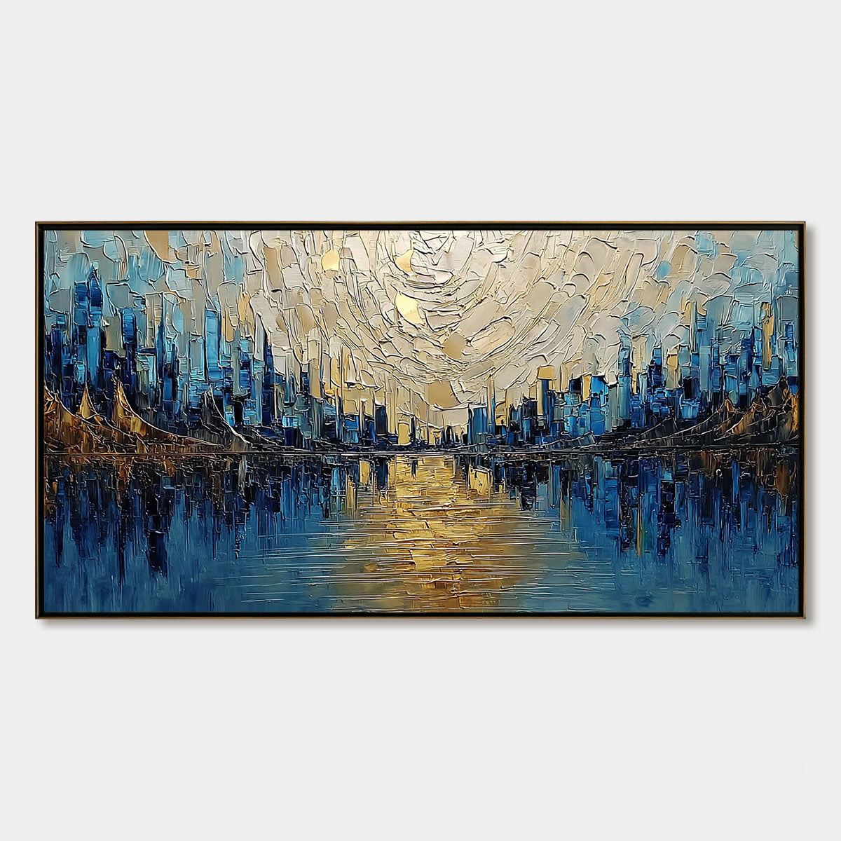 銅版画 : 有地好登／The reflection of four scenes GOLDEN HORIZON Textured Cityscape Reflection Abstract Oil Painting