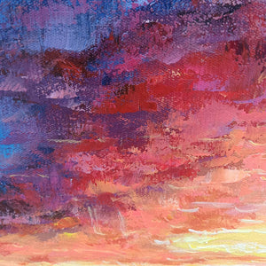 Ready to Ship |GOLDEN HOUR: Vibrant Sunset Seascape Oil Painting