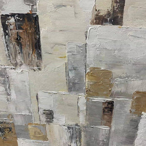 Ready to Ship |Golden Intersection: Abstract Geometric Textured Oil Wall Art