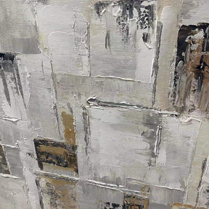 Ready to Ship |Golden Intersection: Abstract Geometric Textured Oil Wall Art