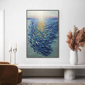 GOLDEN TIDE: Textured Impasto Painting of a School of Fish