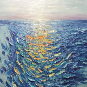 GOLDEN TIDE: Textured Impasto Painting of a School of Fish