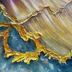 Ready to Ship |Golden Wave Dreams: A Work of Textured Sea Billows