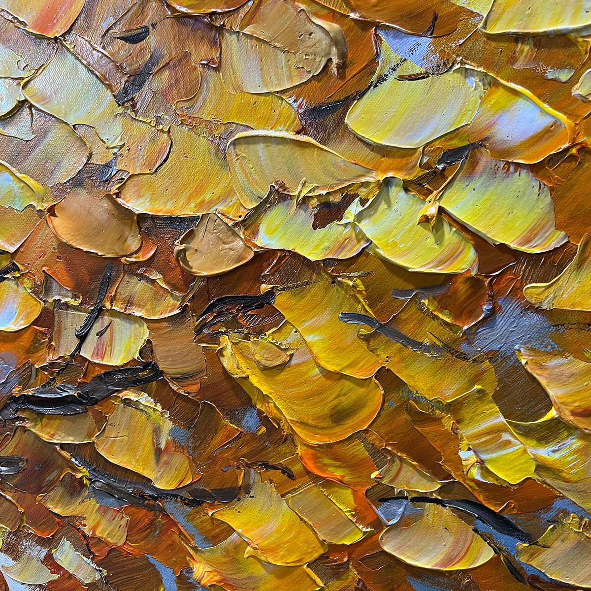 GOLDEN AUTUMN: Textured Impasto Tree Landscape Oil Painting