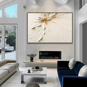GOLDEN HEART: Textured Impasto Abstract Floral Painting