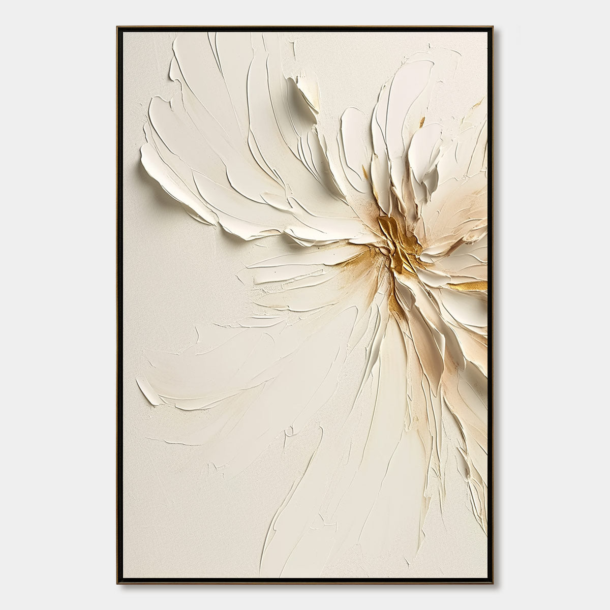 GOLDEN HEART: Textured Impasto Abstract Floral Painting
