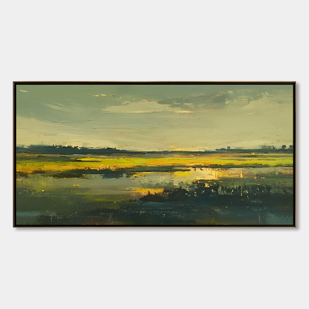 Golden Marsh impressionist landscape oil painting – serene wall