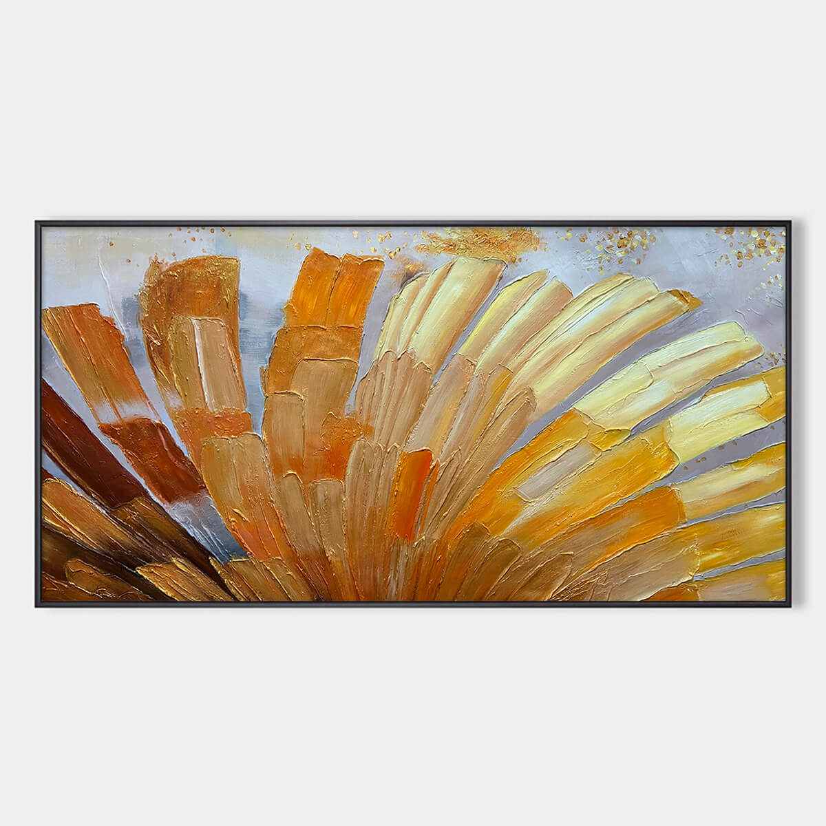Golden Radiance: Abstract Gold Textured Impasto Oil Painting Canvas Wall Art Decor