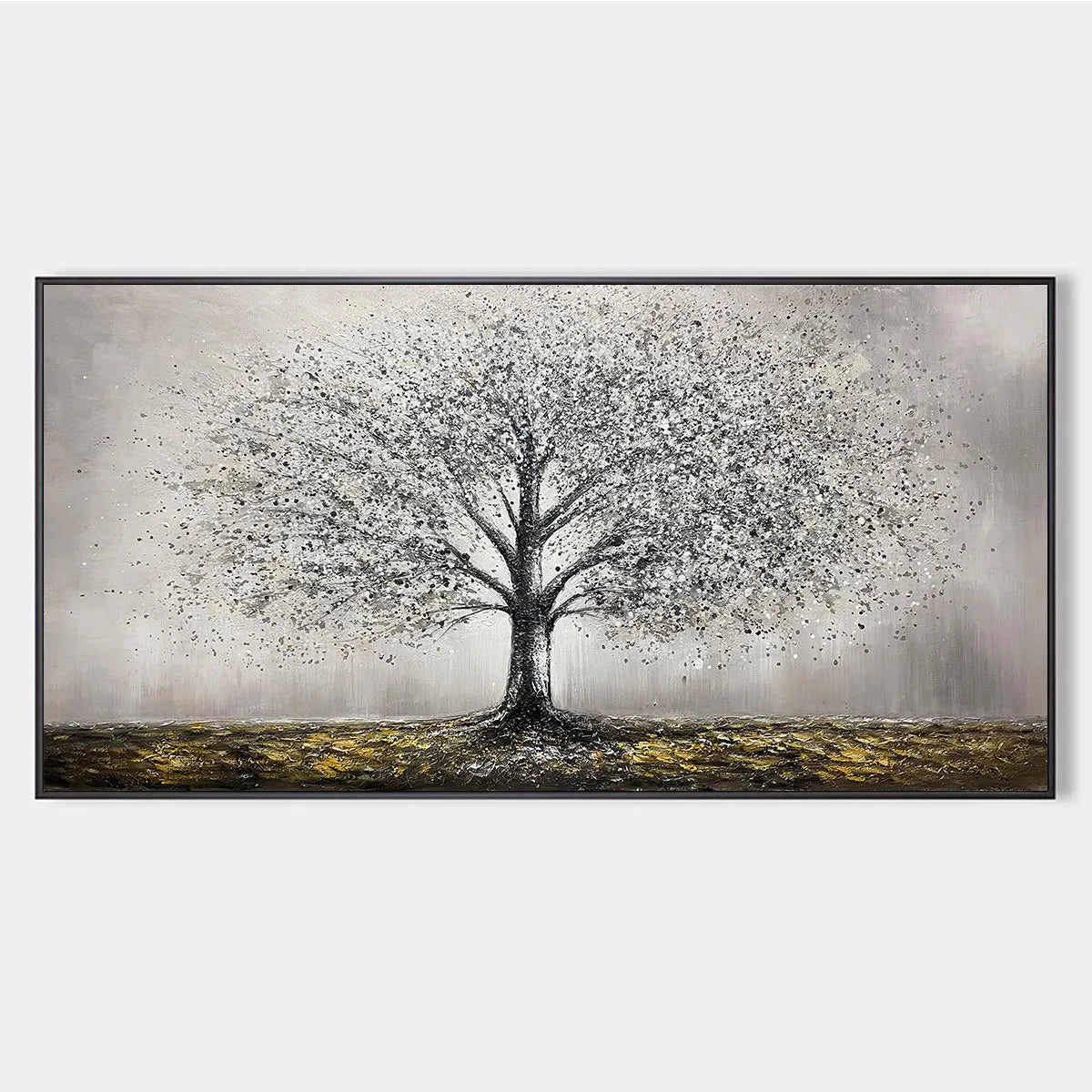 Tree Painting with Textured Gold Ground