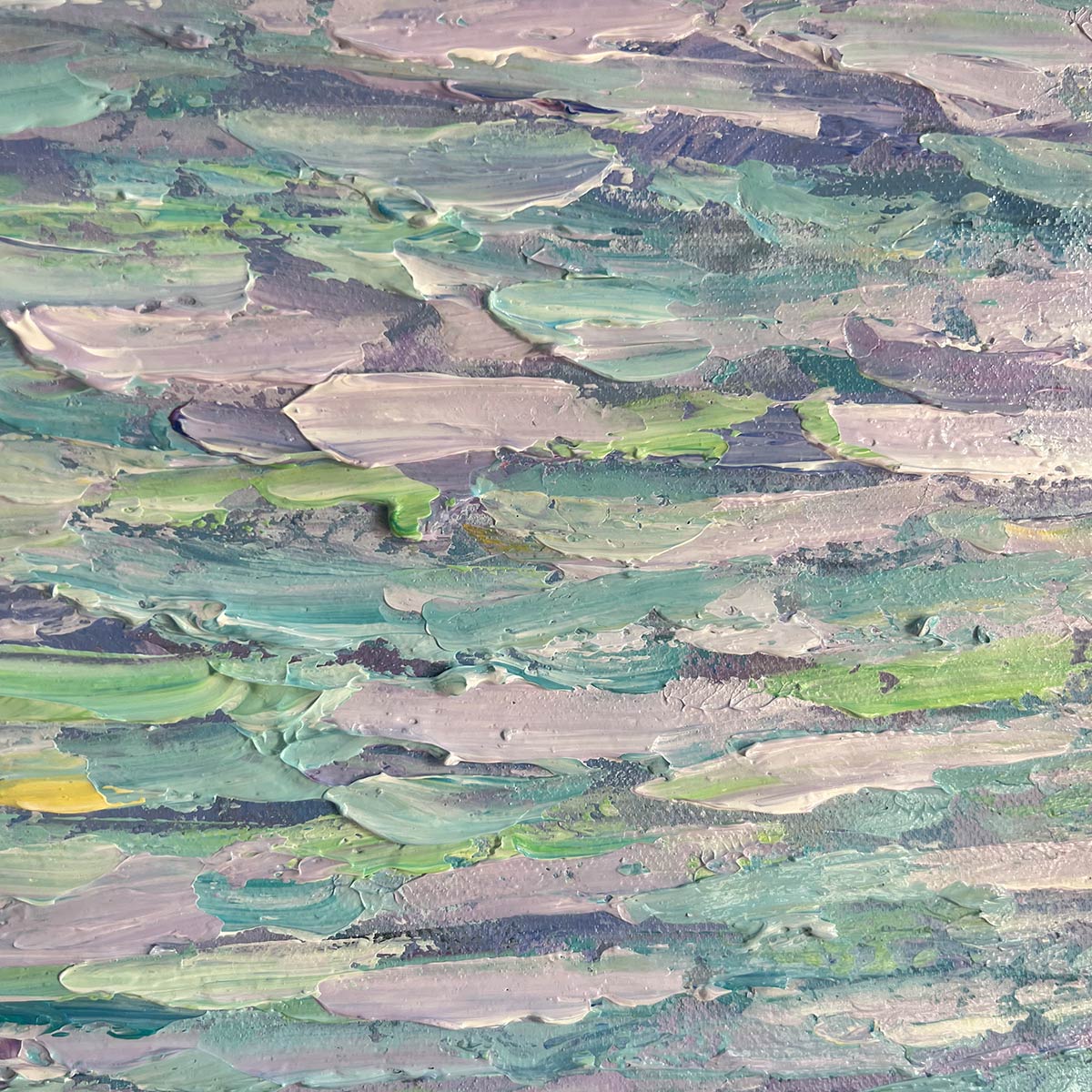 GOLDEN SUNSET OVER WATER: Square Textured Seascape Painting, Palette Knife Ocean Sunset, Blue, Living Room, Bedroom