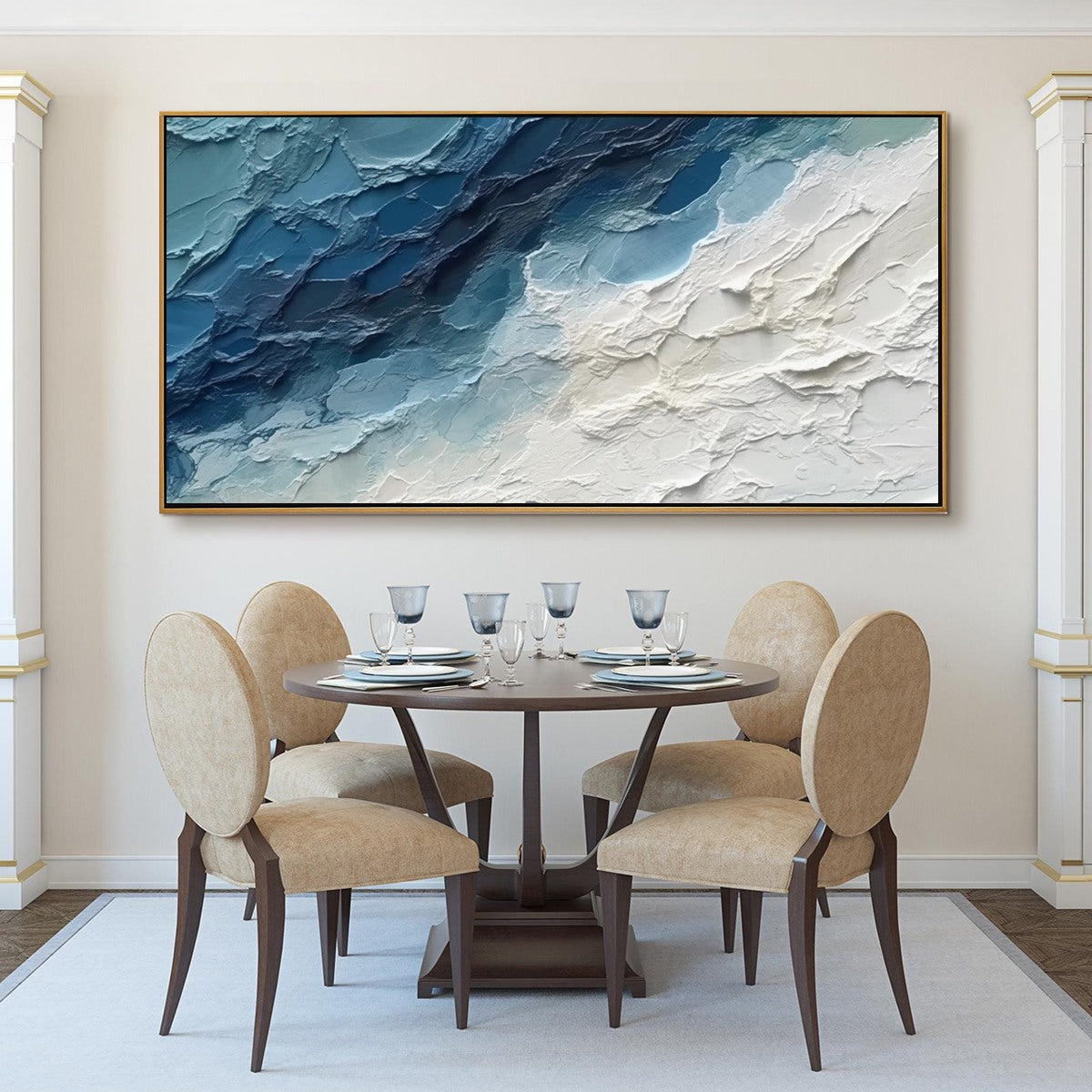 Golden Surge: Original Impasto Sunrise Wave Oil Painting - Textured Ocean Wall Art