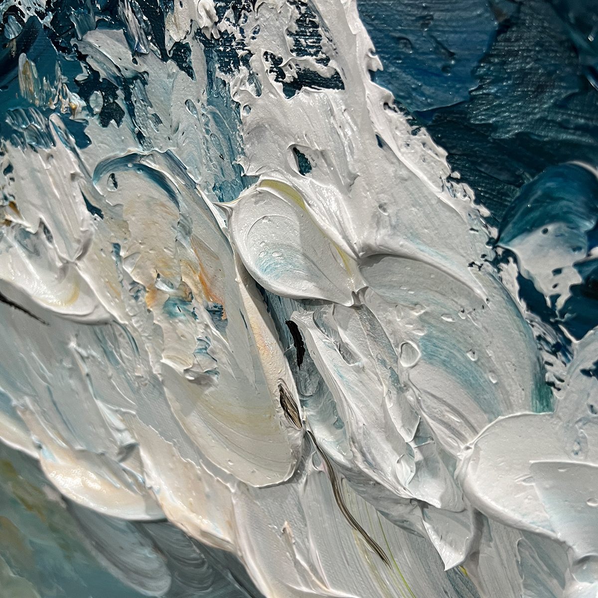 GOLDEN TIDE: Textured Impasto Ocean Wave Oil Painting