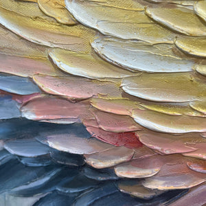 Golden Wings: Panoramic Angel Wings Painting | Textured Wall Art | Gold & Beige | Living Room & Bedroom