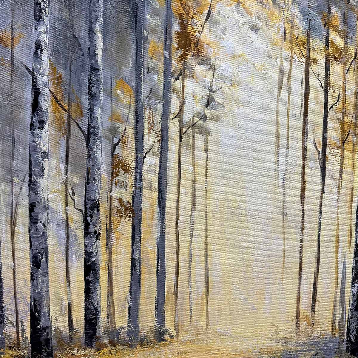 GOLDEN WOODS: Atmospheric Forest Landscape Oil Painting