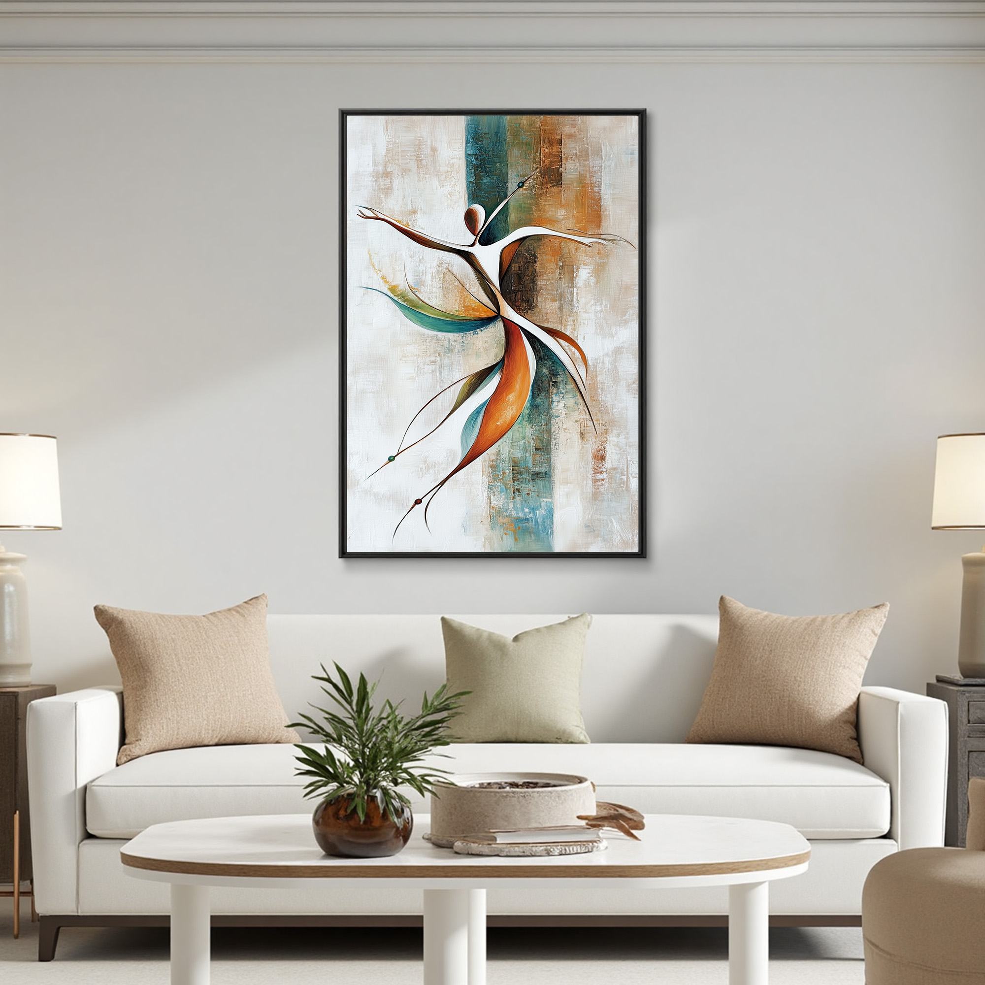 Grace in Motion: Original Abstract Figurative Oil Painting - Colorful Vertical Dancer Wall Art
