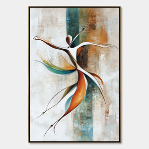 Grace in Motion: Original Abstract Figurative Oil Painting - Colorful Vertical Dancer Wall Art
