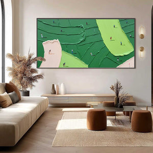 GREEN SWING golf impasto oil painting – textured sports wall art