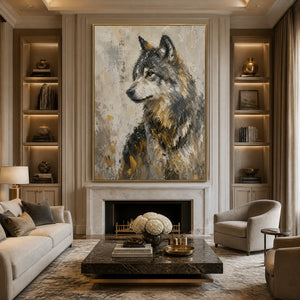 GREY ALPHA: Textured Wolf Portrait Painting