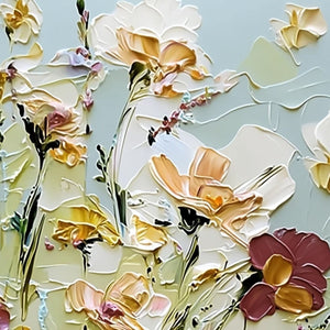 Garden Serenade Impasto Floral Painting | Textured Oil Wall Art